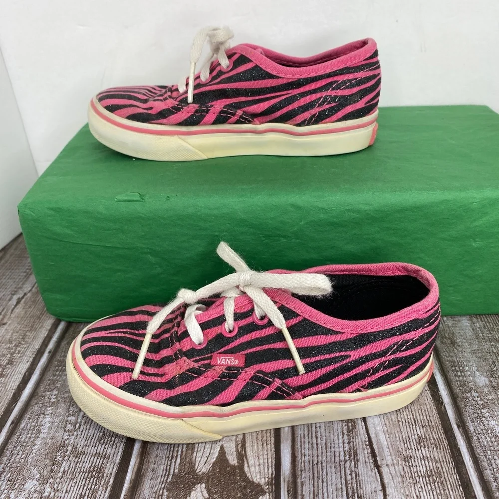 Vans Toddler US-9 Pink Black Glitter Zebra Tiger Animal Stripe Shoes (BOX-D) - Picture 6 of 8